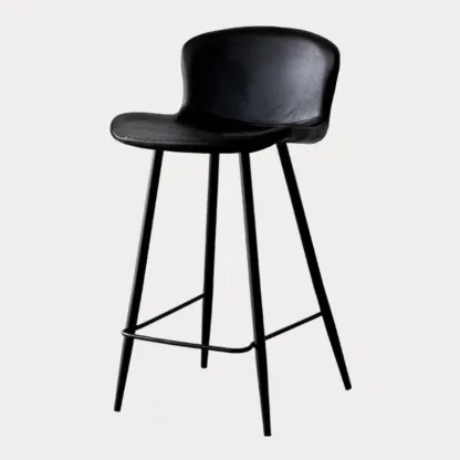 Mid-Century Modern Leather Bucket Bar Stools with Low Back Image - 12