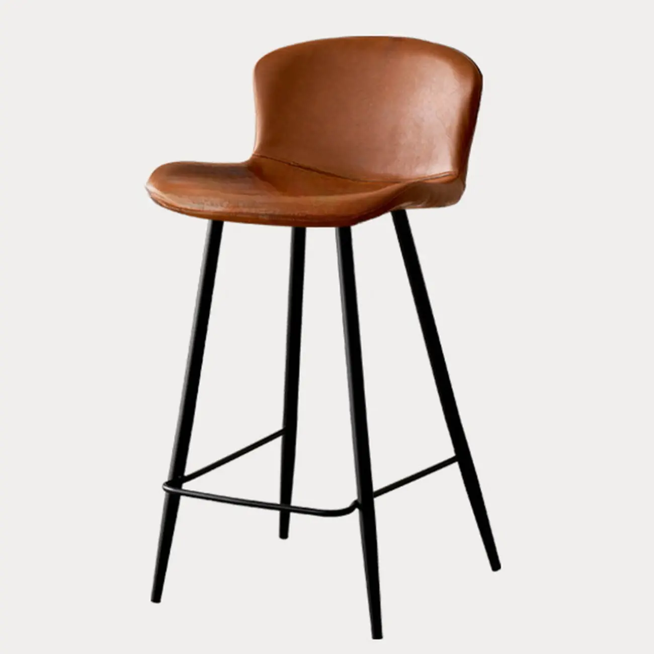 Mid-Century Modern Leather Bucket Bar Stools with Low Back Image - 14 | homeyfad