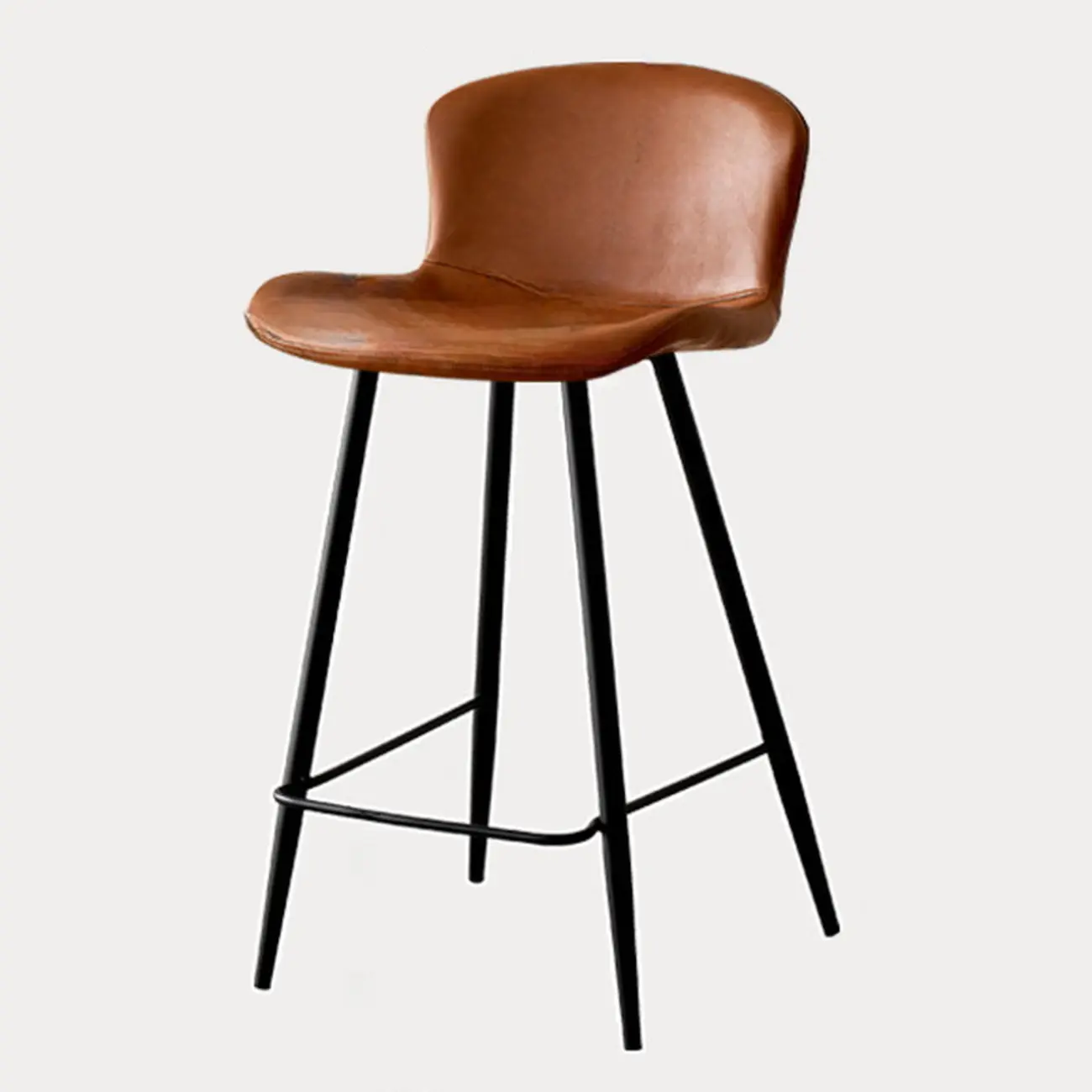 Mid-Century Modern Leather Bucket Bar Stools with Low Back Image - 15 | homeyfad