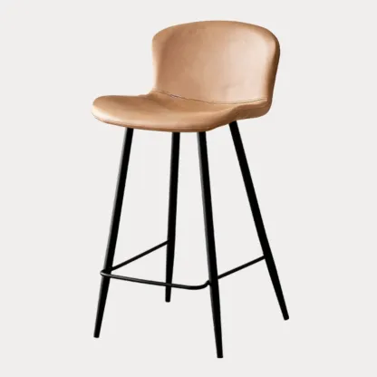 Mid-Century Modern Leather Bucket Bar Stools with Low Back Image - 17