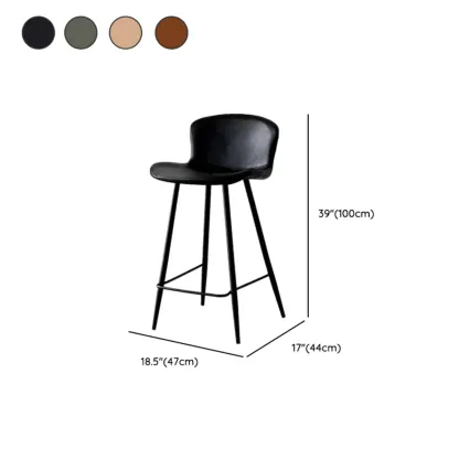 Mid-Century Modern Leather Bucket Bar Stools with Low Back Image - 9