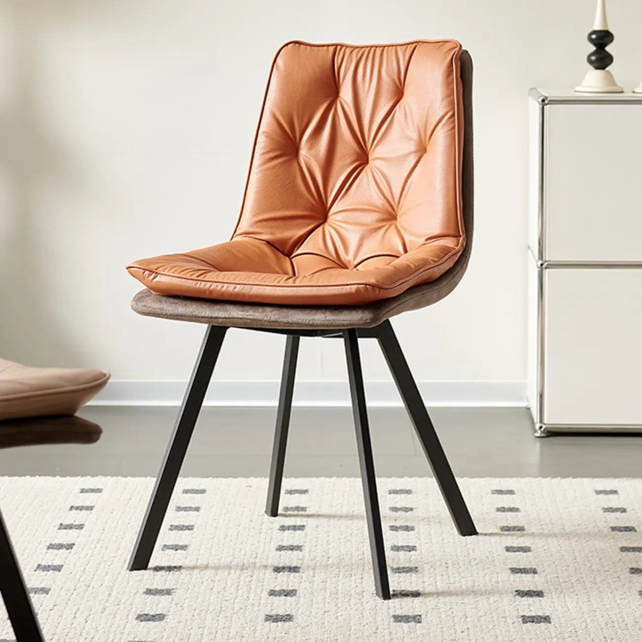 Nordic ButtonTufted Faux Leather Dining Chair Low Back Image - 1 | homeyfad