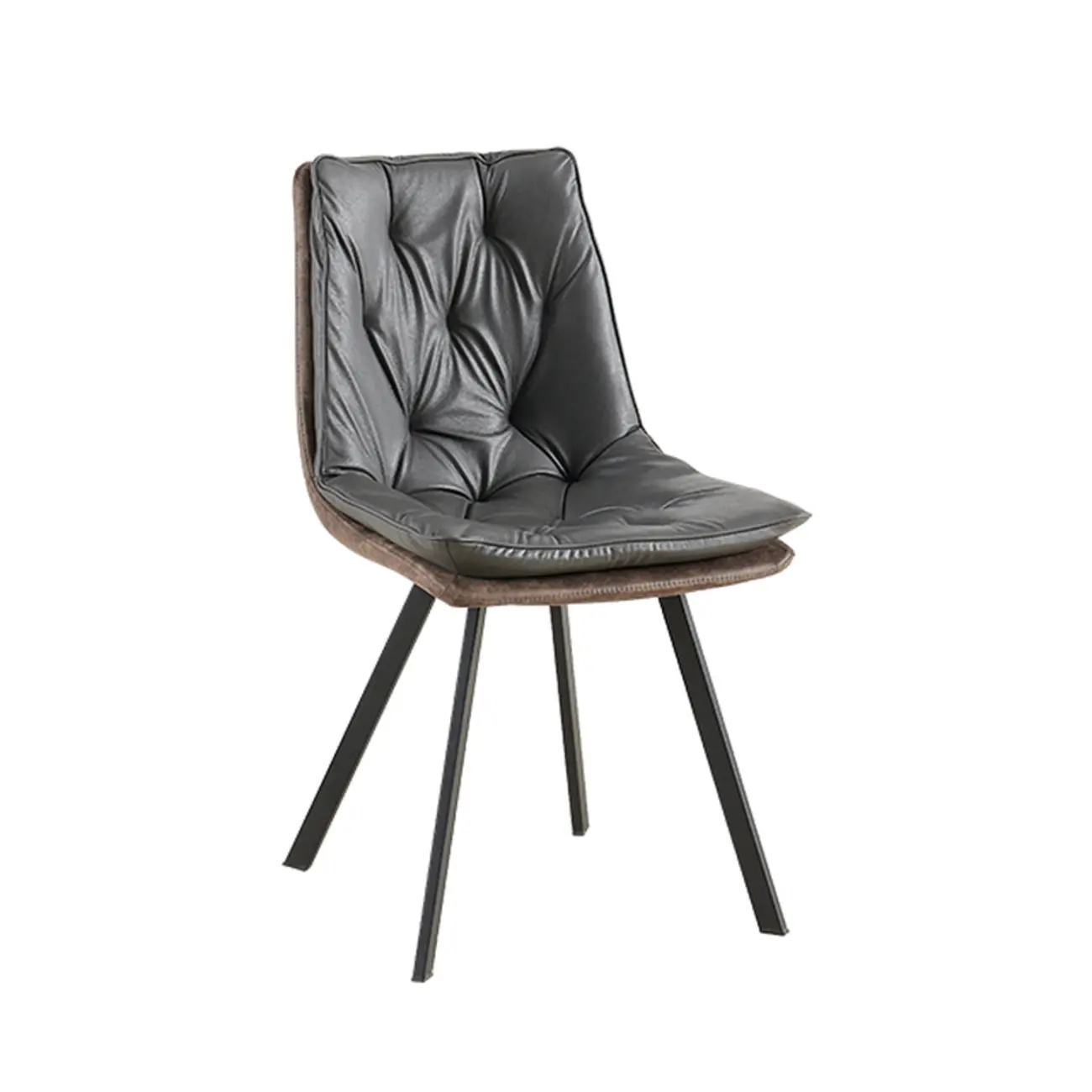 Nordic ButtonTufted Faux Leather Dining Chair Low Back Image - 10 | homeyfad