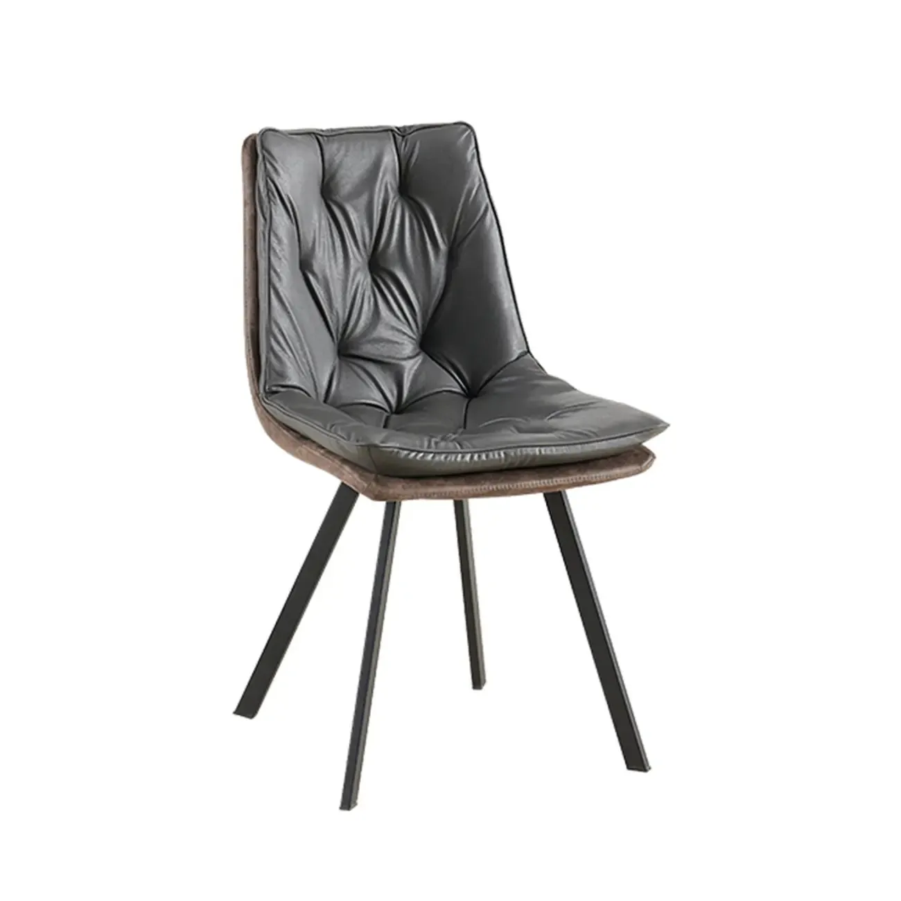 Nordic ButtonTufted Faux Leather Dining Chair Low Back Image - 10