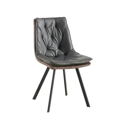 Nordic ButtonTufted Faux Leather Dining Chair Low Back Image - 10