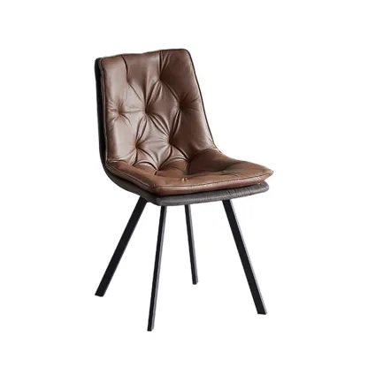 Nordic ButtonTufted Faux Leather Dining Chair Low Back Image - 11