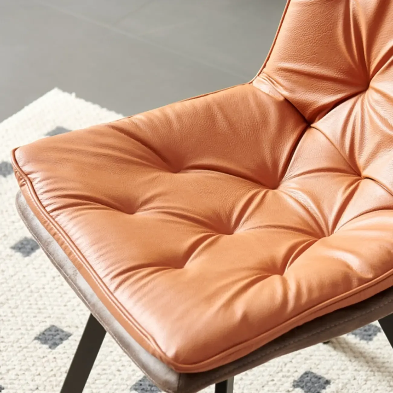 Nordic ButtonTufted Faux Leather Dining Chair Low Back Image - 6