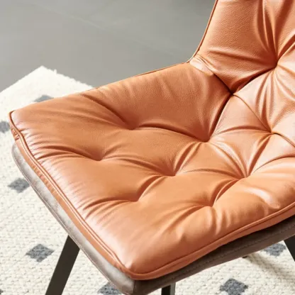 Nordic ButtonTufted Faux Leather Dining Chair Low Back Image - 6