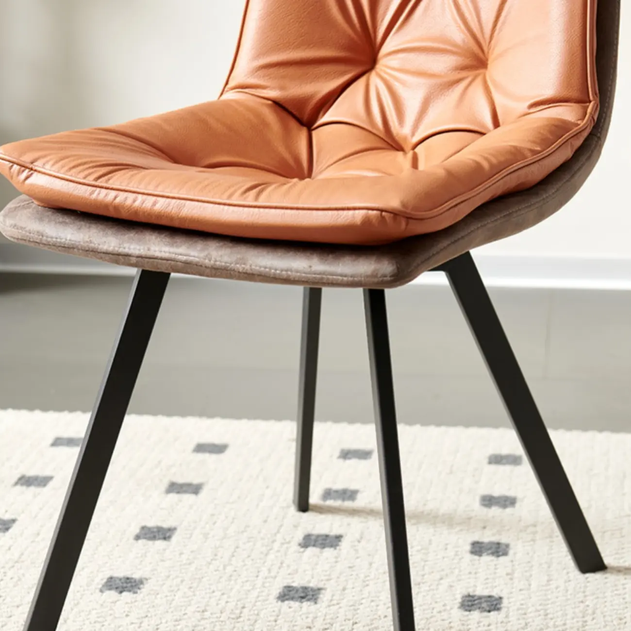 Nordic ButtonTufted Faux Leather Dining Chair Low Back Image - 7 | homeyfad