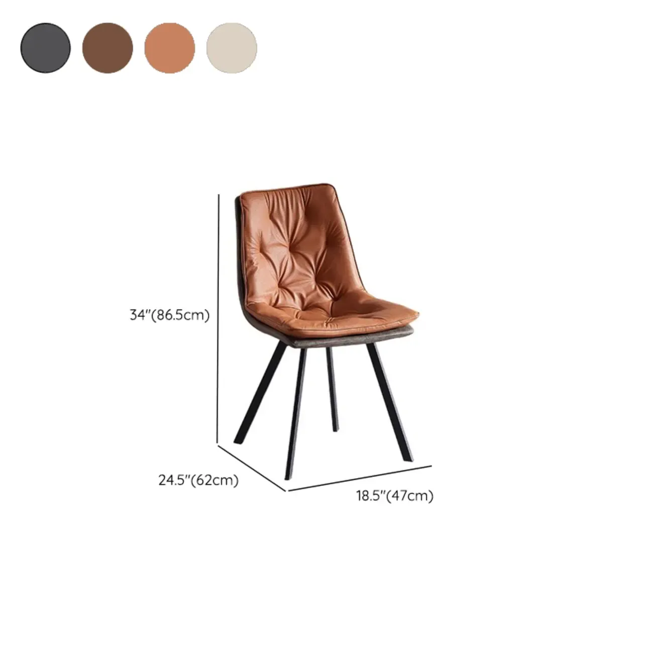 Nordic ButtonTufted Faux Leather Dining Chair Low Back #size