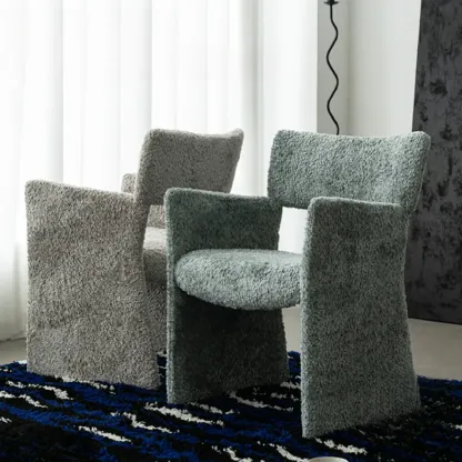 Minimalist Sherpa Open Back Upholstered Arm Chairs Image - 1