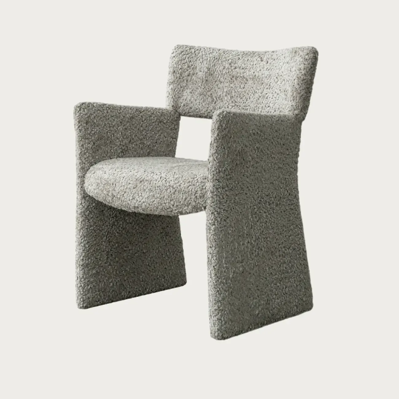 Minimalist Sherpa Open Back Upholstered Arm Chairs Image - 2