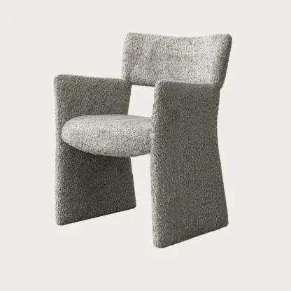 Minimalist Sherpa Open Back Upholstered Arm Chairs Image - 2