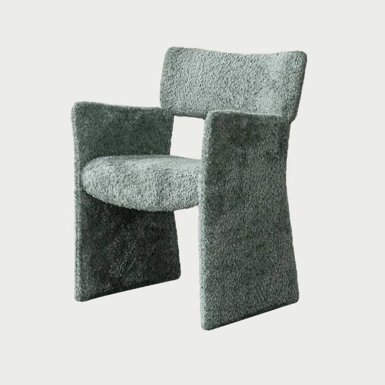Minimalist Sherpa Open Back Upholstered Arm Chairs Image - 3