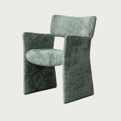Minimalist Sherpa Open Back Upholstered Arm Chairs Image - 3