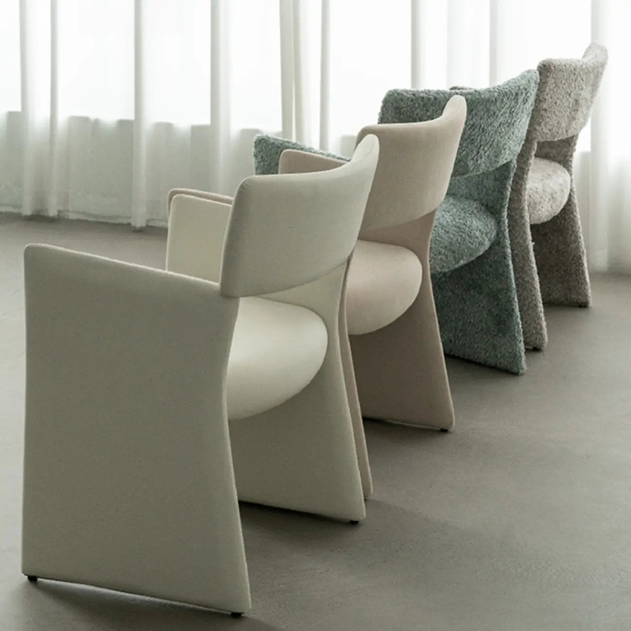 Minimalist Sherpa Open Back Upholstered Arm Chairs Image - 4 | homeyfad