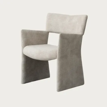 Minimalist Sherpa Open Back Upholstered Arm Chairs Image - 6