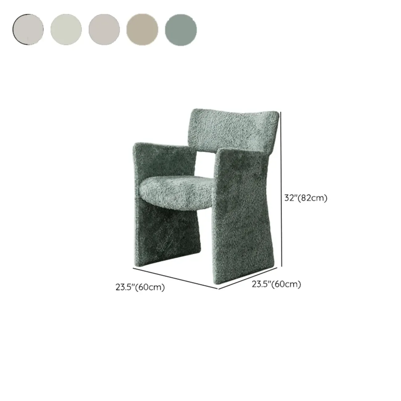 Minimalist Sherpa Open Back Upholstered Arm Chairs #size
