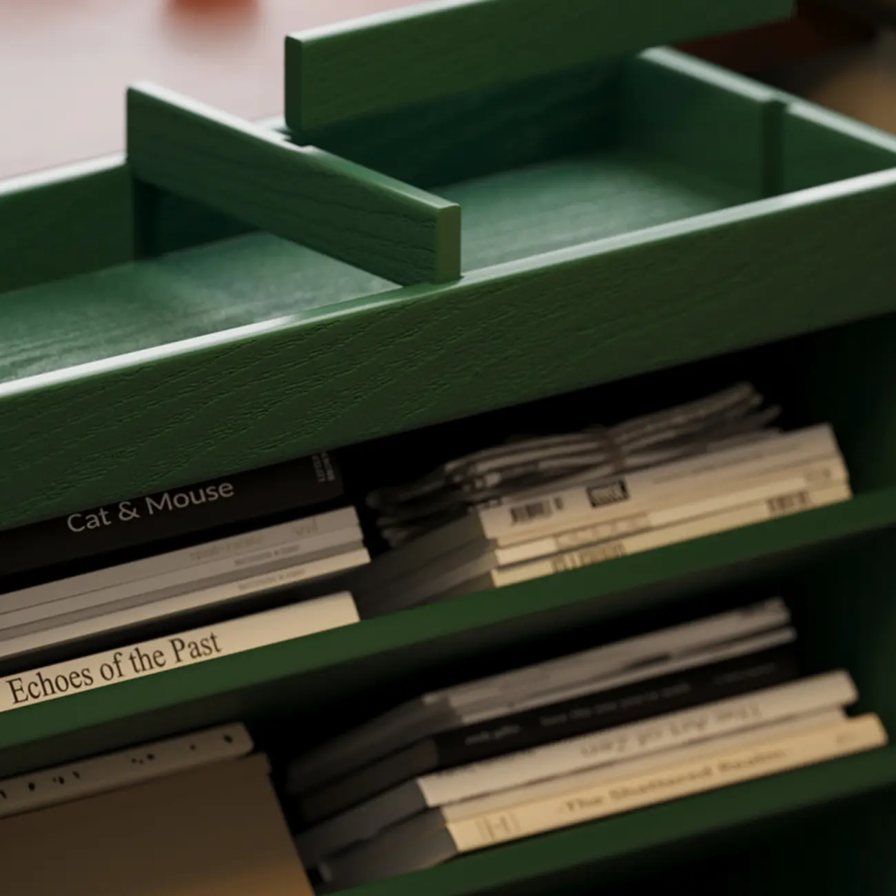 5-tier Rubberwood Vertical Storage Bookcase with Wheels Image - 8 | homeyfad