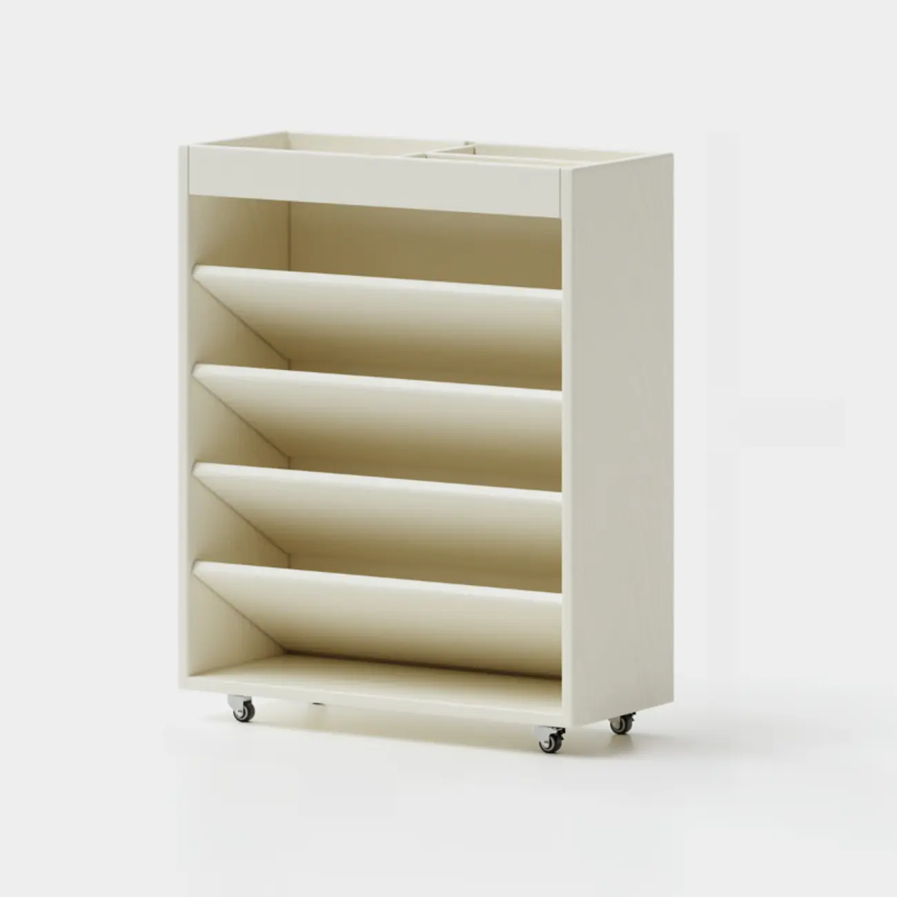 5-tier Rubberwood Vertical Storage Bookcase with Wheels Image - 9 | homeyfad