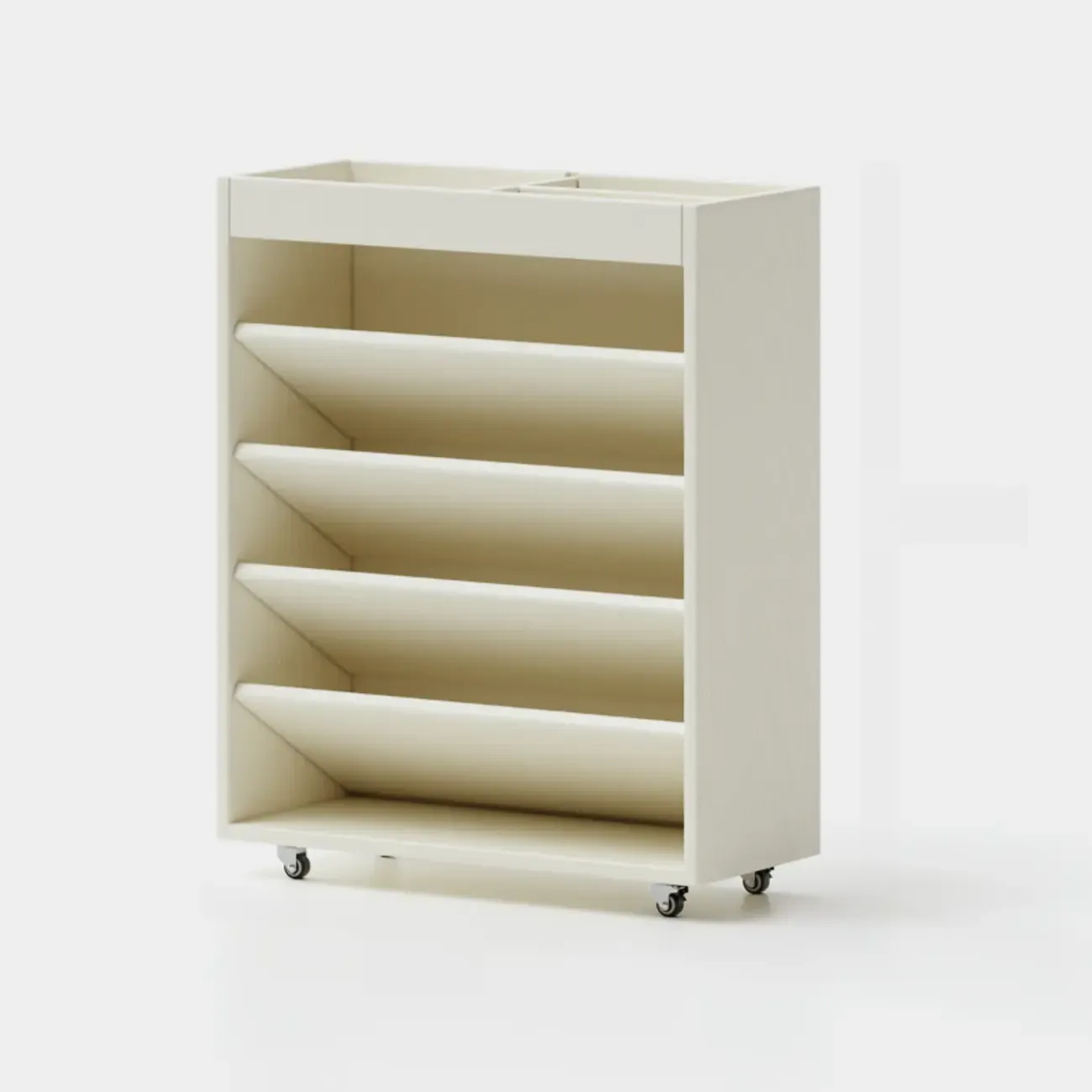 5-tier Rubberwood Vertical Storage Bookcase with Wheels Image - 9