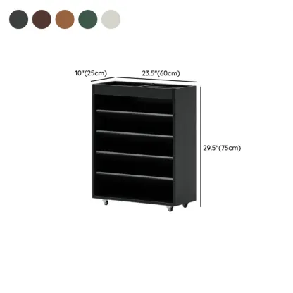 5-tier Rubberwood Vertical Storage Bookcase with Wheels #size