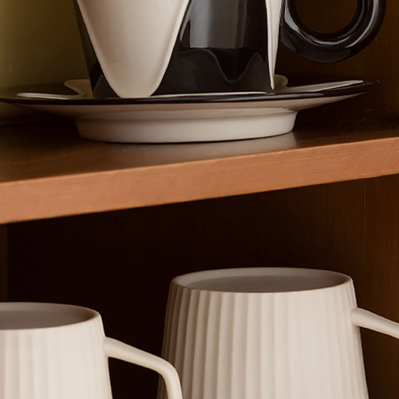 Modern Wood Narrow Open Storage Credenza Image - 8 | homeyfad