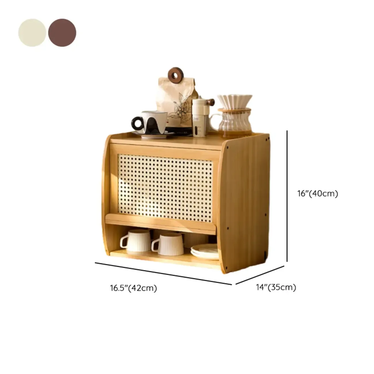 Modern Wood Narrow Open Storage Credenza #size