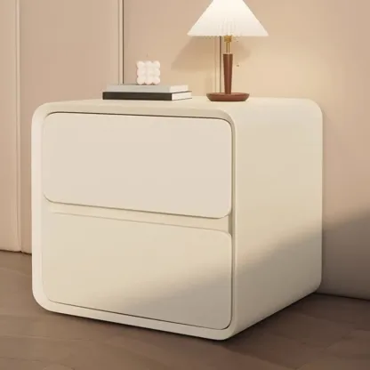 Curved Modern Faux Leather Pleather Nightstand Image - 1
