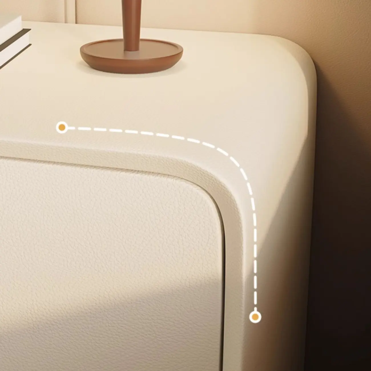 Curved Modern Faux Leather Pleather Nightstand Image - 6 | homeyfad