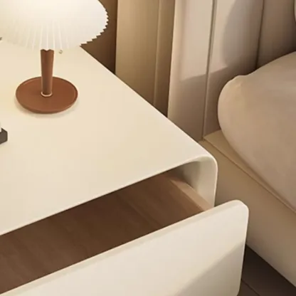 Curved Modern Faux Leather Pleather Nightstand Image - 8