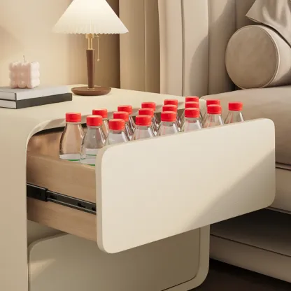 Curved Modern Faux Leather Pleather Nightstand Image - 10