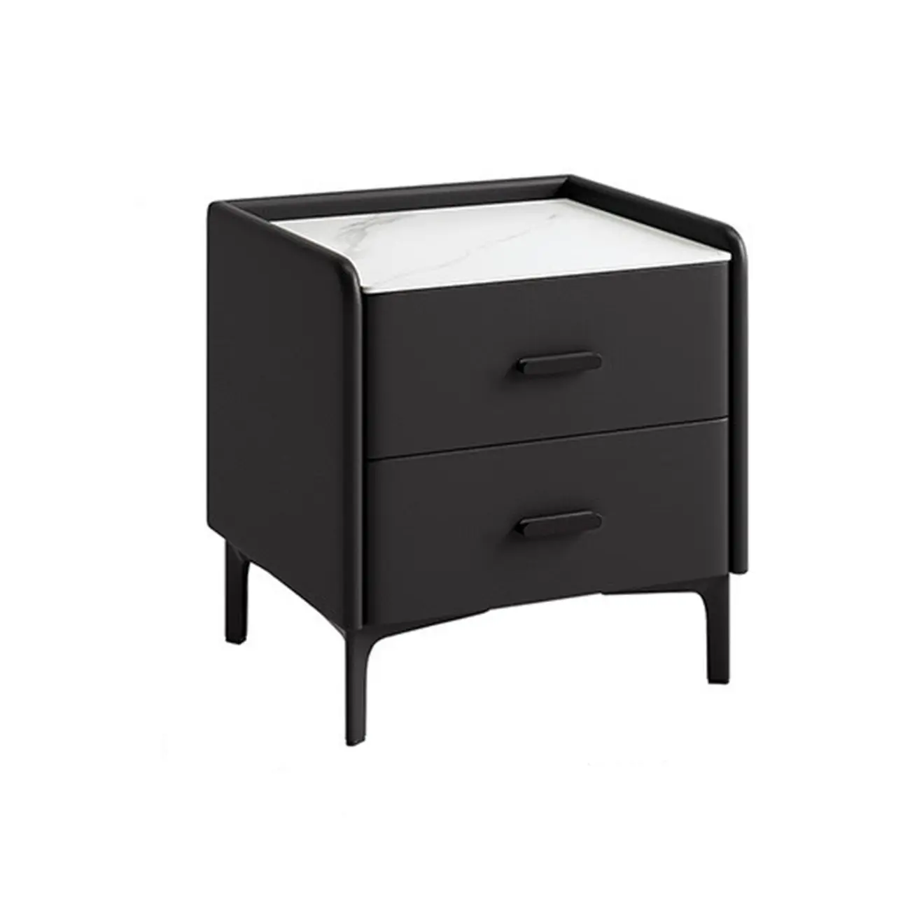 Elegant Modern Faux Leather Stone Top Nightstand Image - 9 | homeyfad