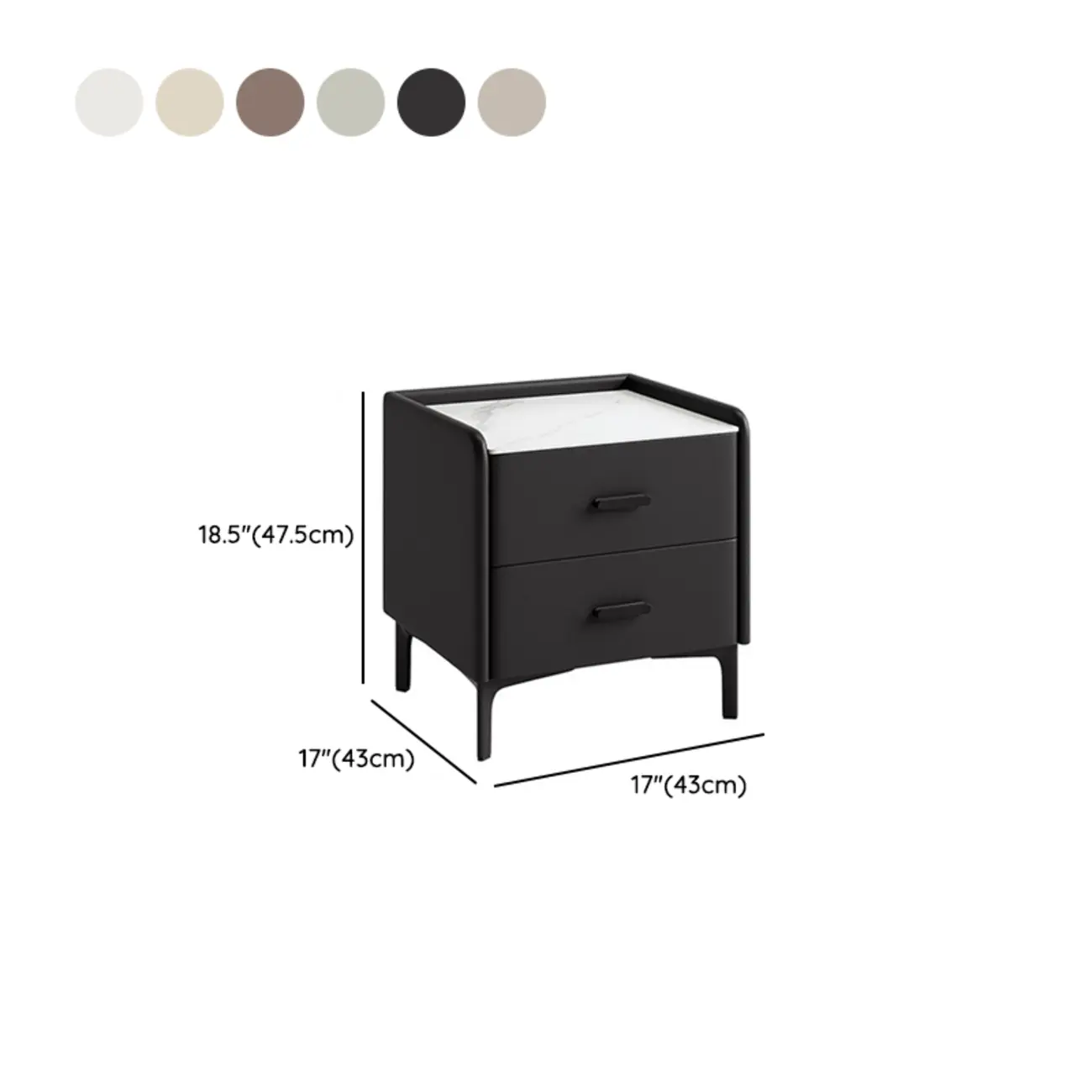 Elegant Modern Faux Leather Stone Top Nightstand #size | homeyfad