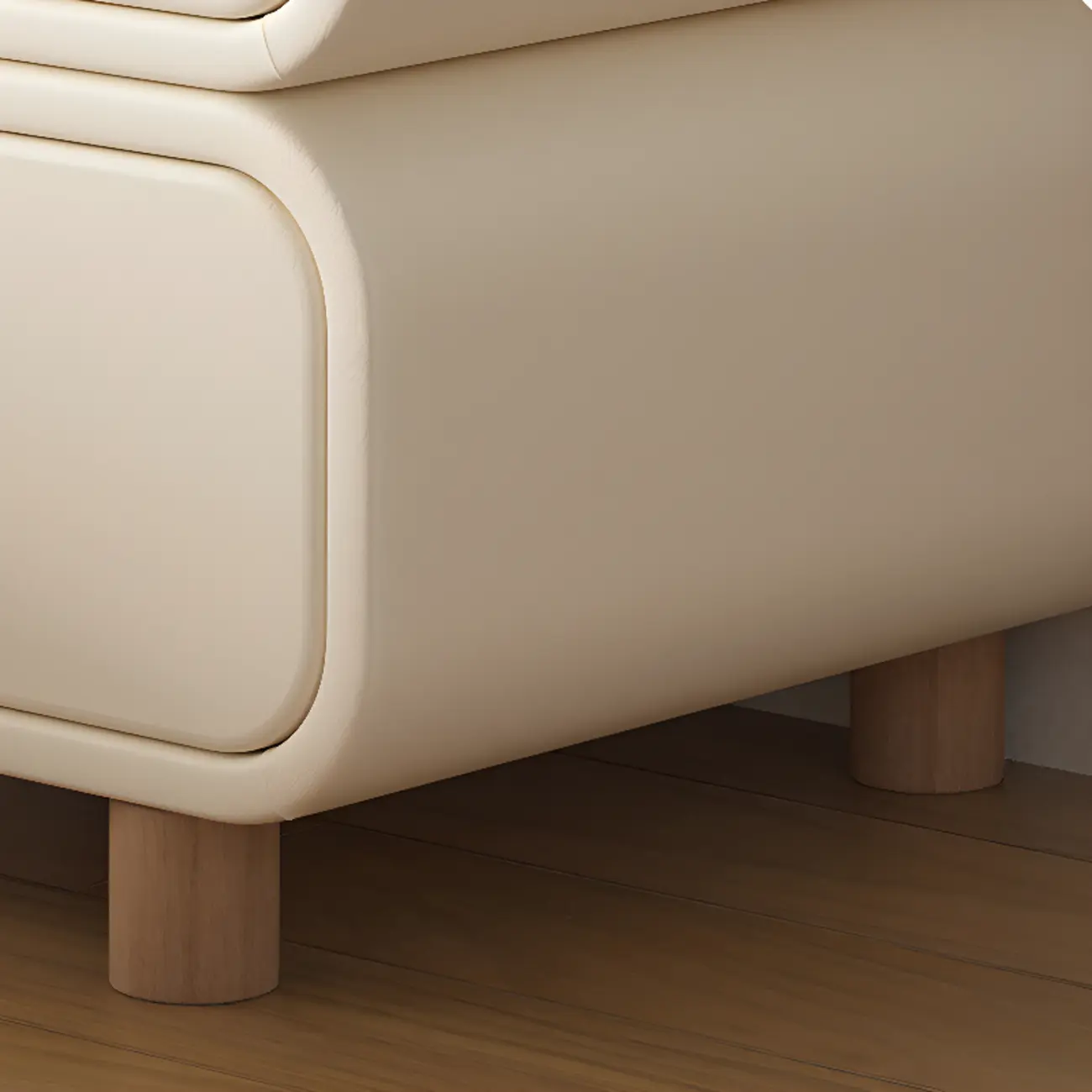 Pleather Scandinavian Nightstand With Faux Leather Finish Image - 8 | homeyfad