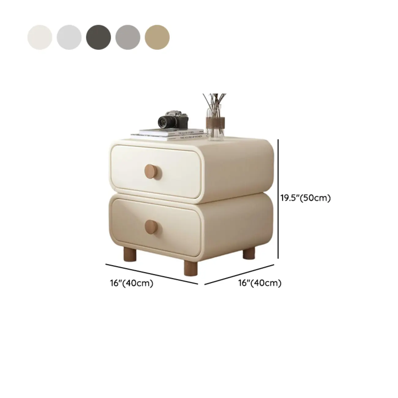 Pleather Scandinavian Nightstand With Faux Leather Finish Image - 12 | homeyfad