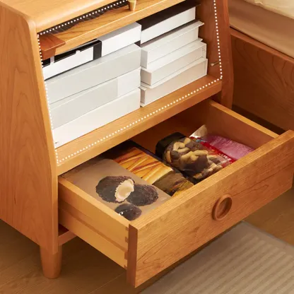 Drawer Storage Traditional Wood Nightstand Image - 4