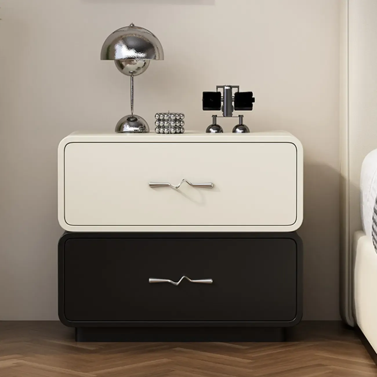 Modern Wooden Nightstand with Drawer Storage Image - 1