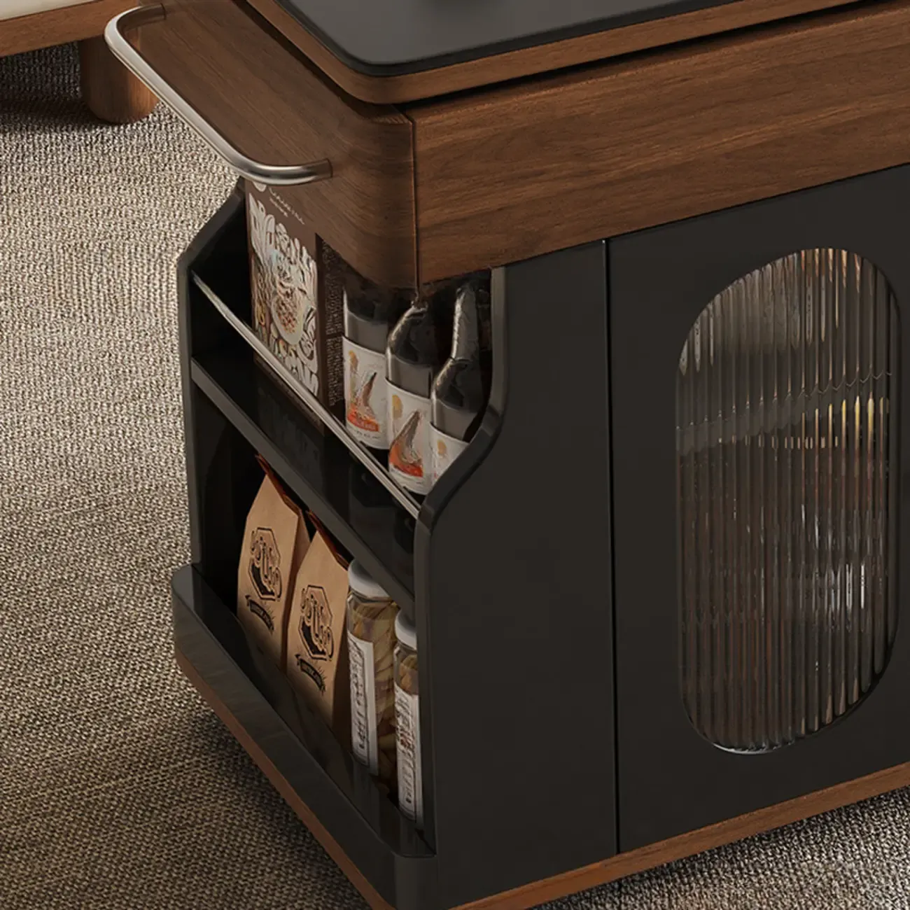 Foldable Modern Multi-level Mobile Wood Side Table Image - 8