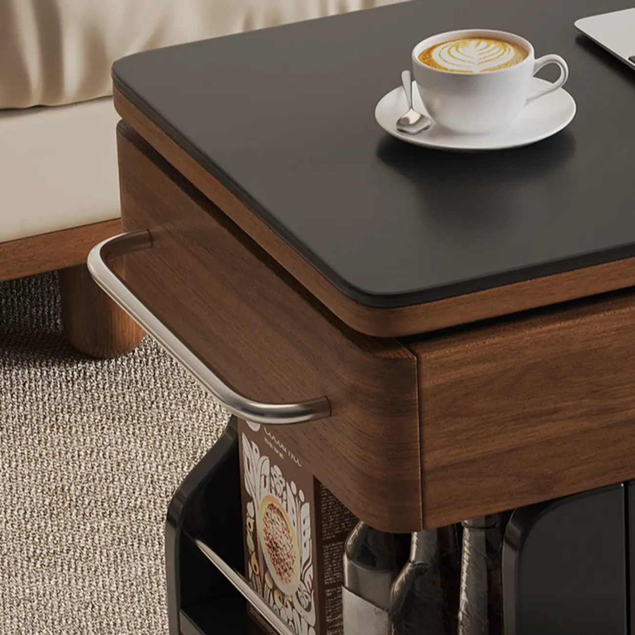 Foldable Modern Multi-level Mobile Wood Side Table Image - 9 | homeyfad