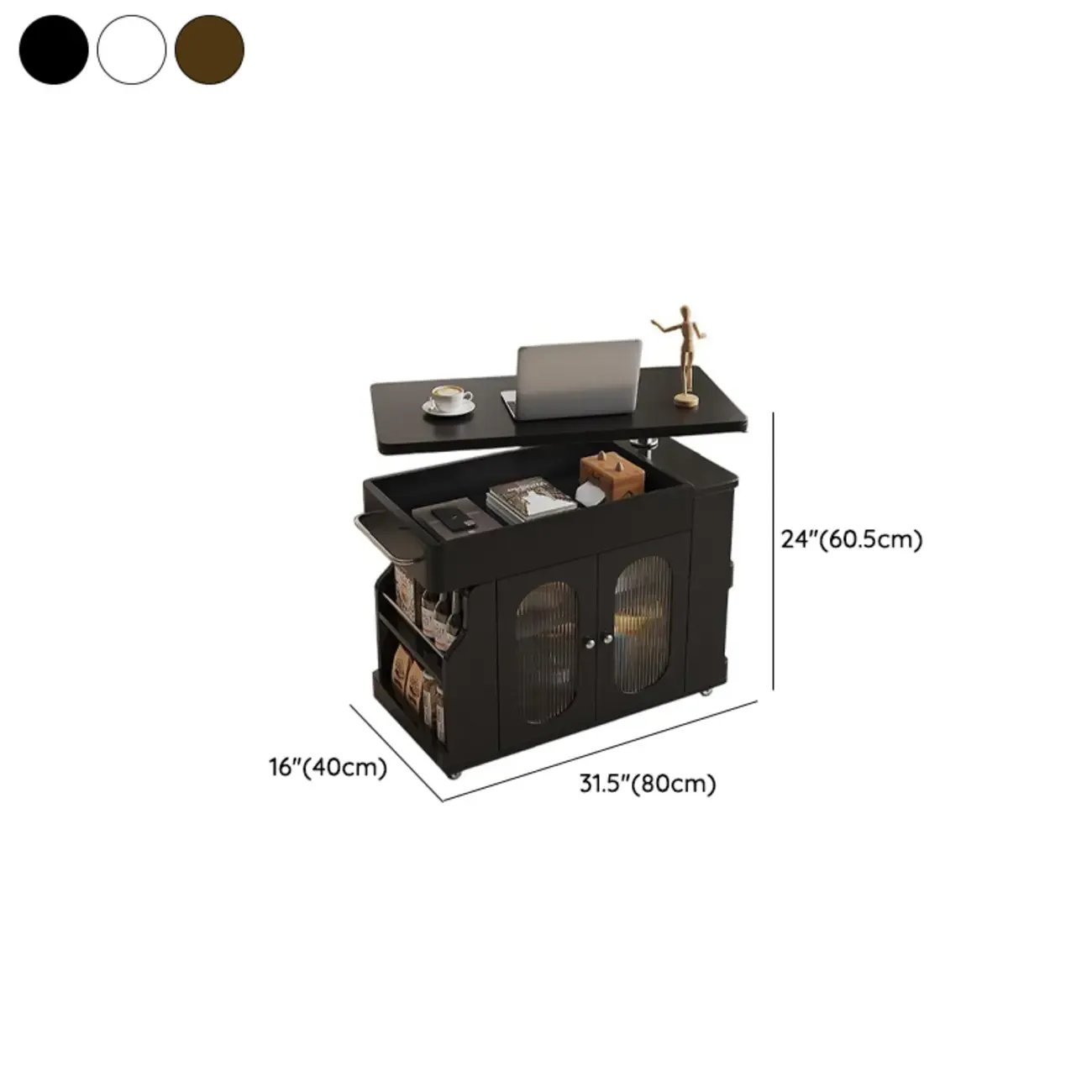 Foldable Modern Multi-level Mobile Wood Side Table #size