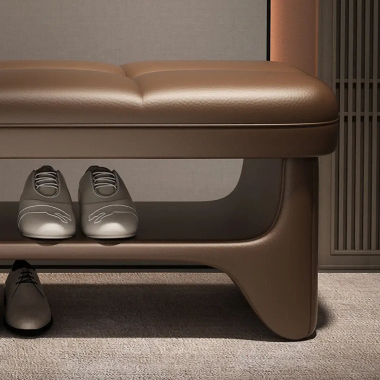 Cushioned Solid Color Modern Bedroom Bench with Storage Image - 8