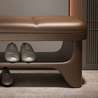 Cushioned Solid Color Modern Bedroom Bench with Storage Image - 8