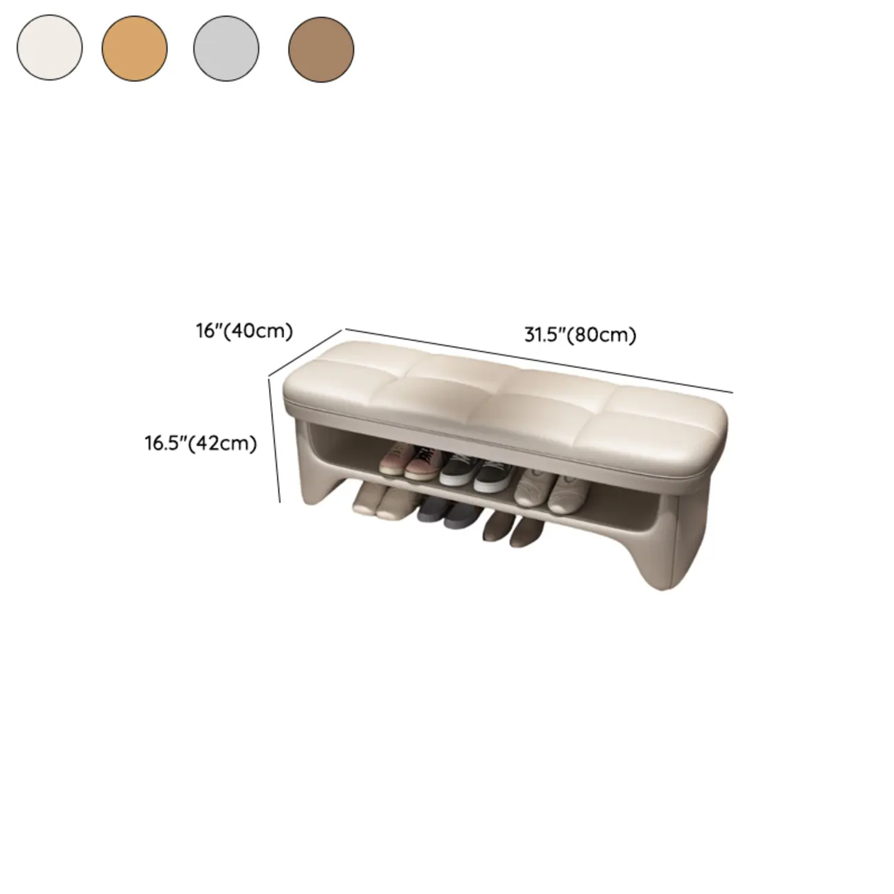 Cushioned Solid Color Modern Bedroom Bench with Storage #size | homeyfad