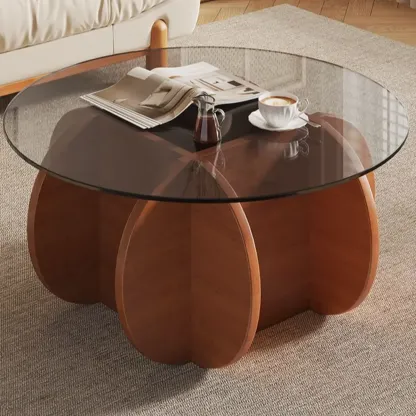 Modern Postmodern Glass Top Cross Legs Coffee Table Image - 1