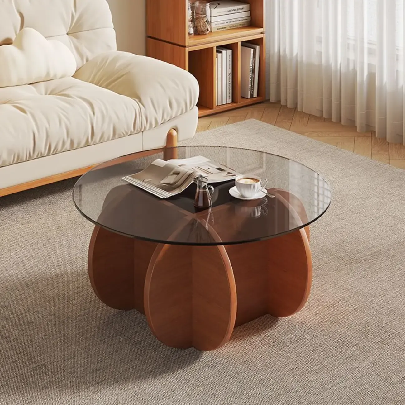 Modern Postmodern Glass Top Cross Legs Coffee Table Image - 4