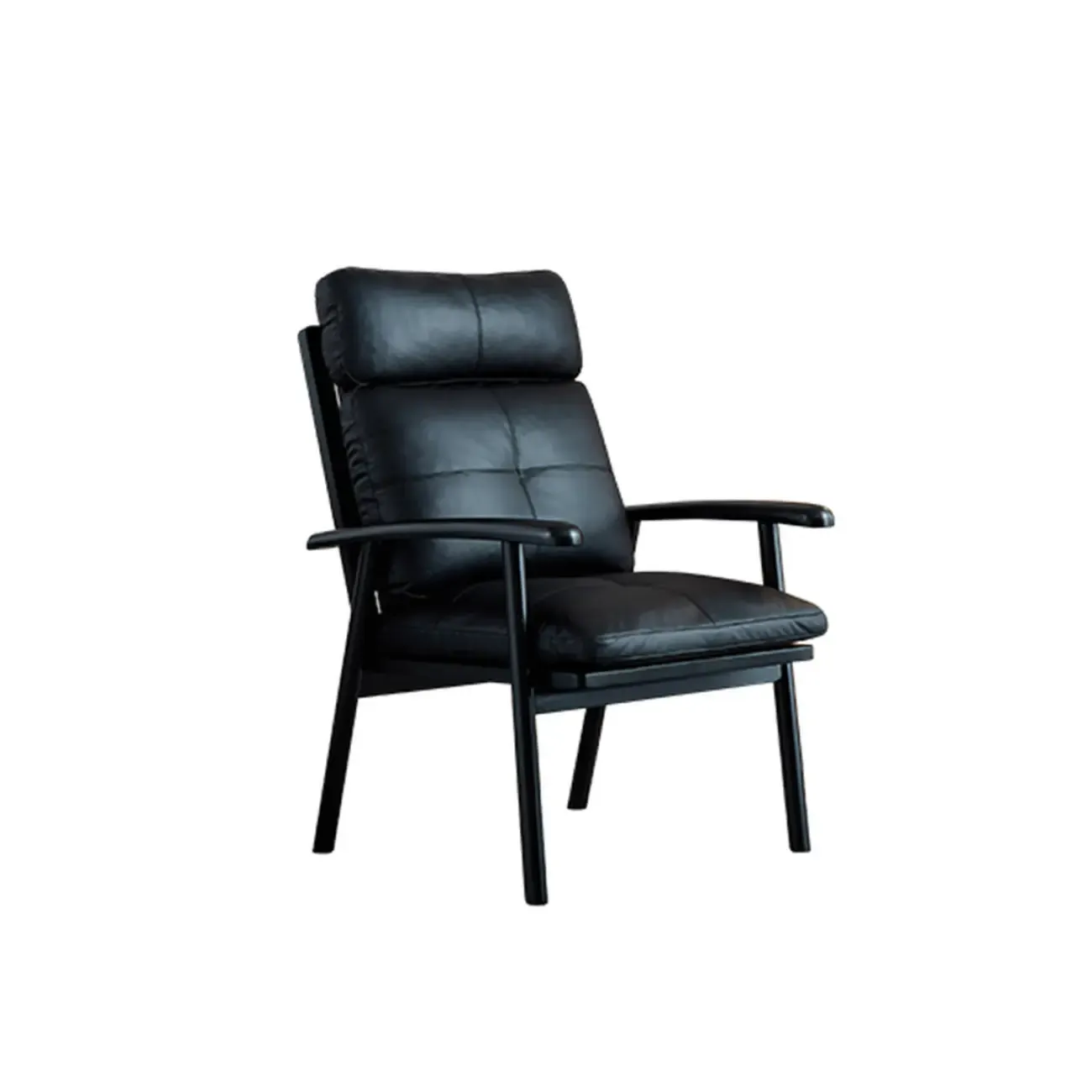 Contemporary Brown Cushioned Genuine Leather Arm Chair Image - 3