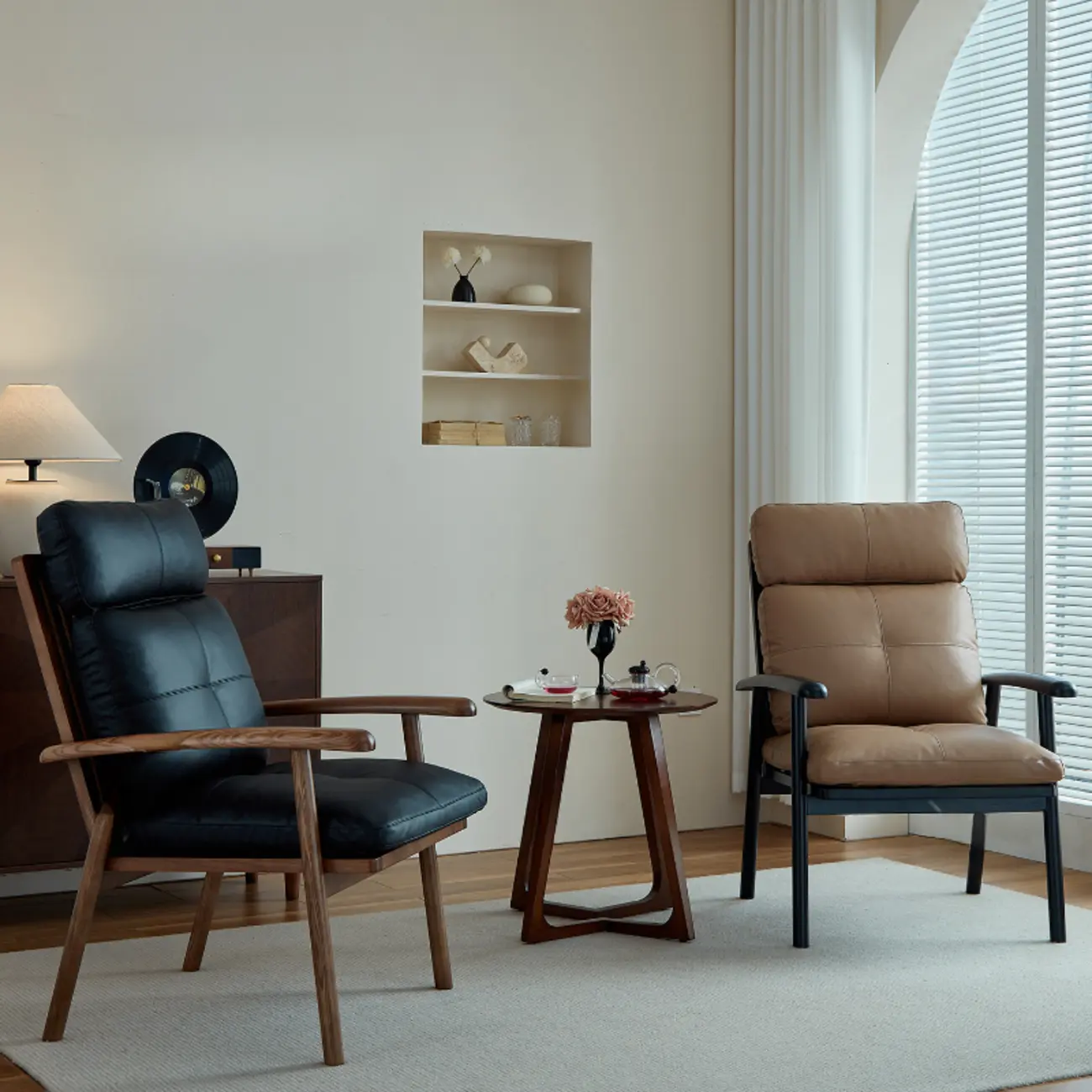 Contemporary Brown Cushioned Genuine Leather Arm Chair Image - 4 | homeyfad