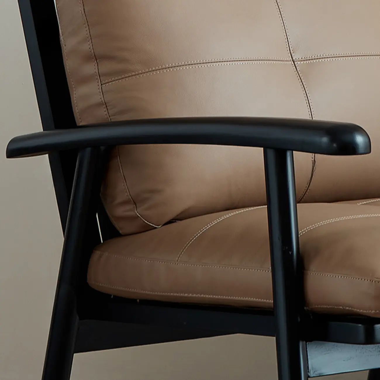Contemporary Brown Cushioned Genuine Leather Arm Chair Image - 10 | homeyfad