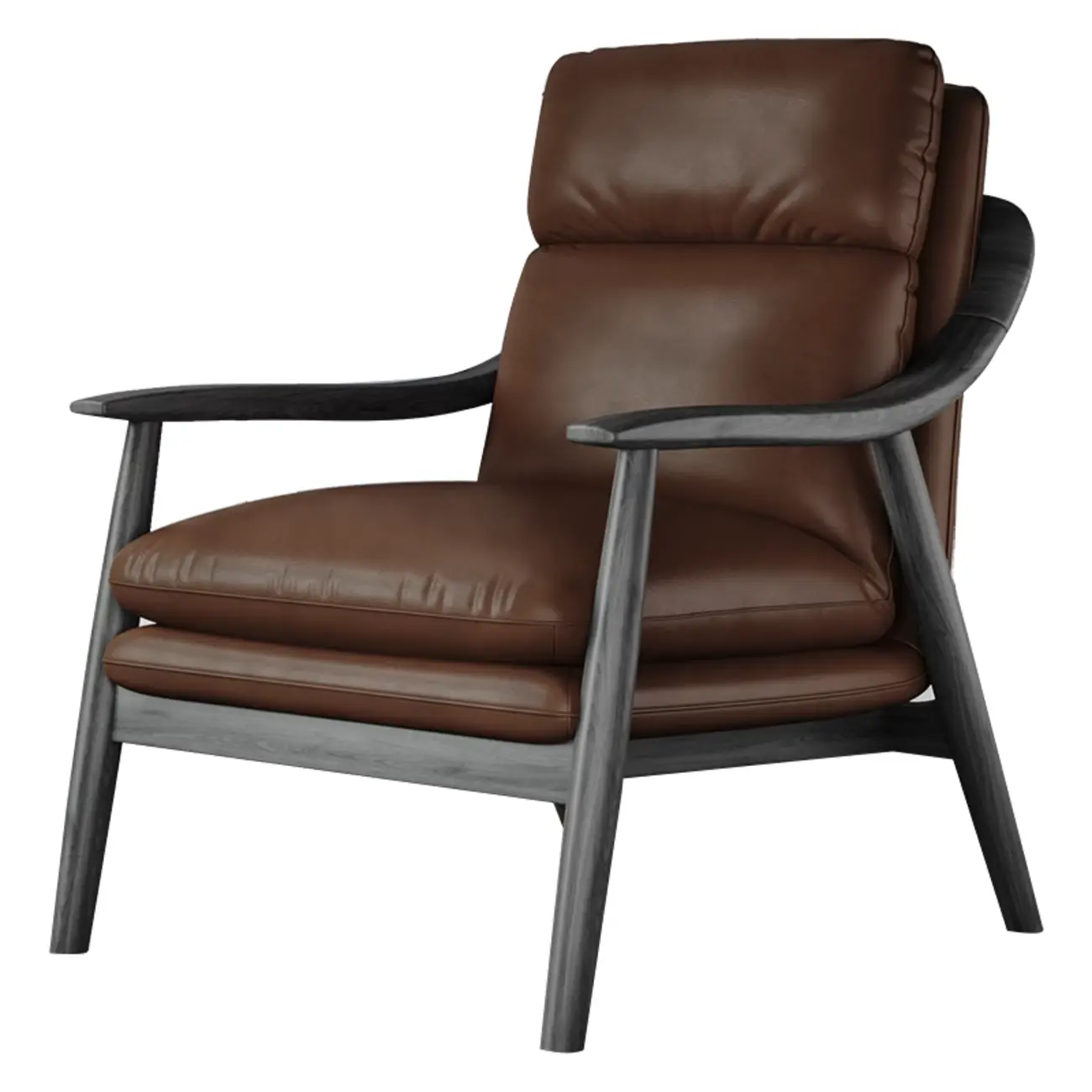 Brown Genuine Leather Living Room Upholstered Arm Chair Image - 6 | homeyfad